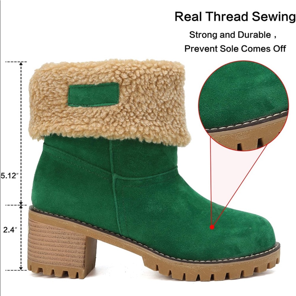 Green warm suede boots